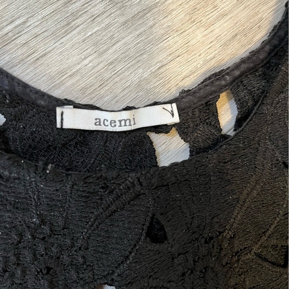 ANTHROPOLOGIE Black Lace Floral Appliqué Eyelet Sleeveless Top Cutouts Size S/M - Picture 10 of 13